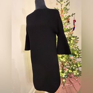 All:Row Black Dress With Boatneck & Bell Sleeves Size S
